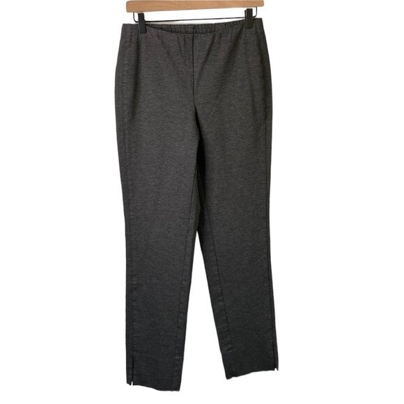 J Jill Ponte Slim Leg Gray Pant Knit Pullon Charcoal Gray Side Slit Size S Tall - Picture 2 of 16